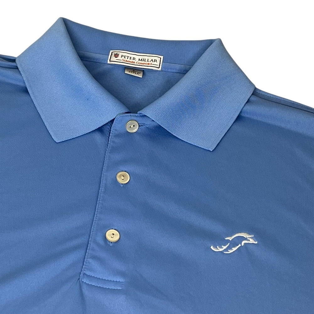 Peter Millar Summer Comfort Mens Large Blue Performance Golf Polo Shirt Golfcore